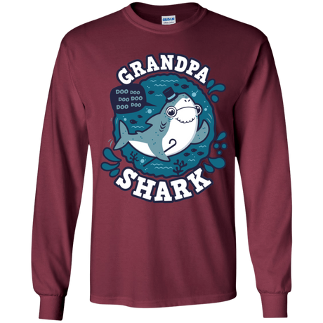 T-Shirts Maroon / YS Shark Family trazo - Grandpa Youth Long Sleeve T-Shirt