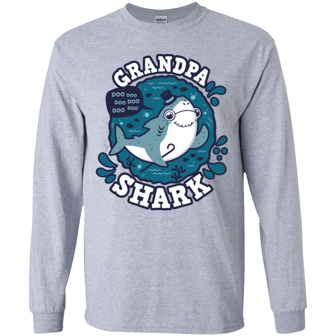 T-Shirts Sport Grey / YS Shark Family trazo - Grandpa Youth Long Sleeve T-Shirt
