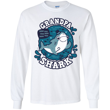 T-Shirts White / YS Shark Family trazo - Grandpa Youth Long Sleeve T-Shirt