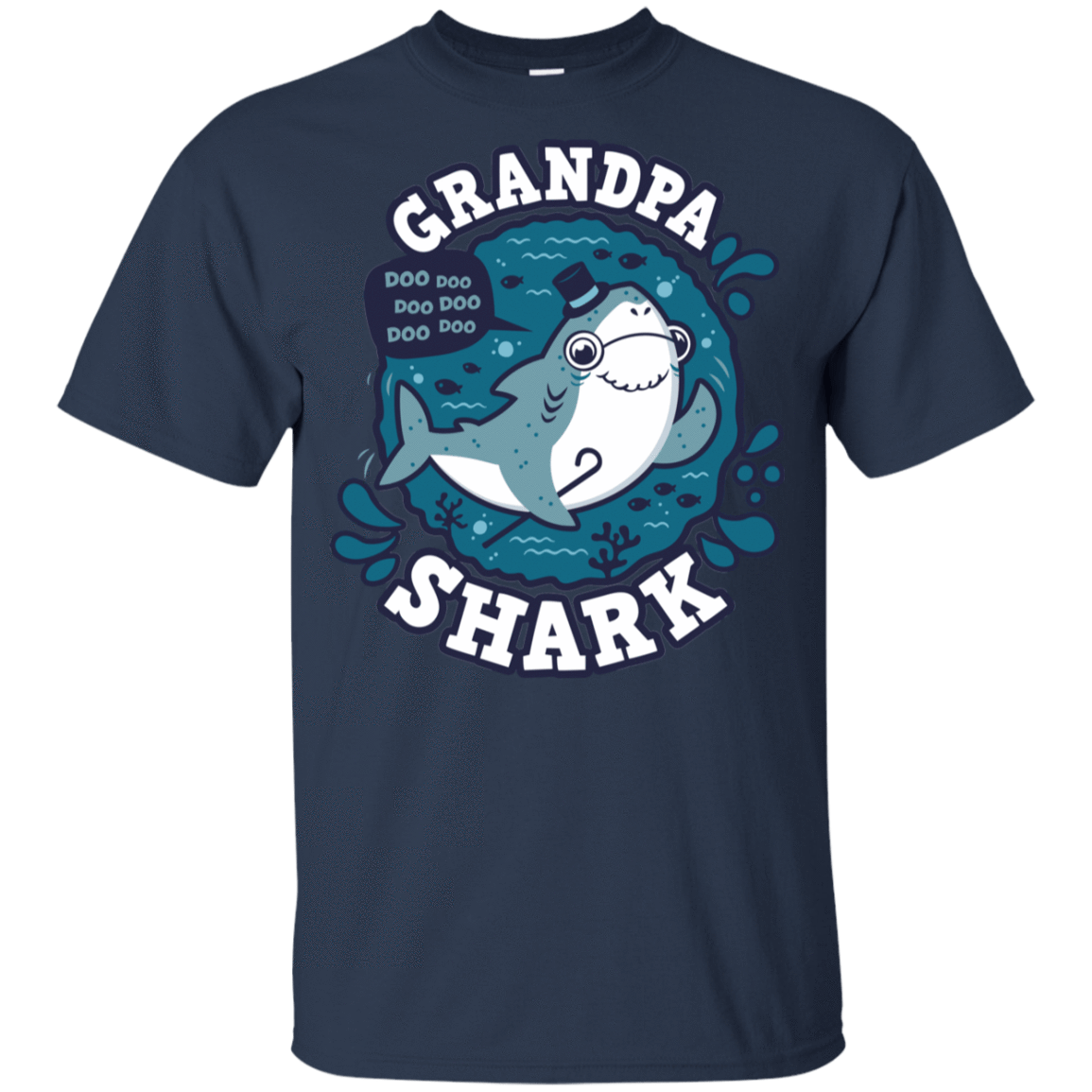 T-Shirts Navy / YXS Shark Family trazo - Grandpa Youth T-Shirt