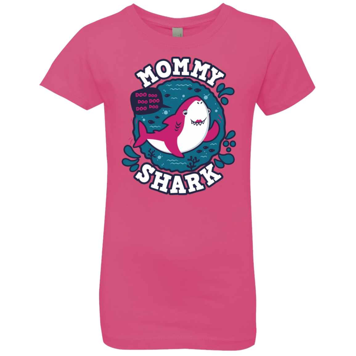 T-Shirts Hot Pink / YXS Shark Family trazo - Mommy Girls Premium T-Shirt