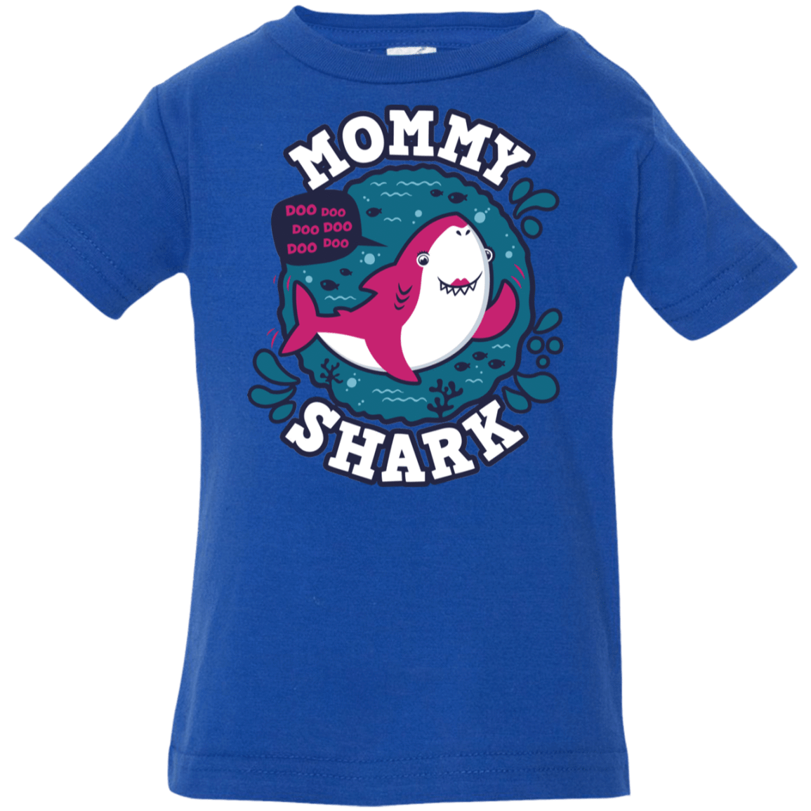 T-Shirts Royal / 6 Months Shark Family trazo - Mommy Infant Premium T-Shirt