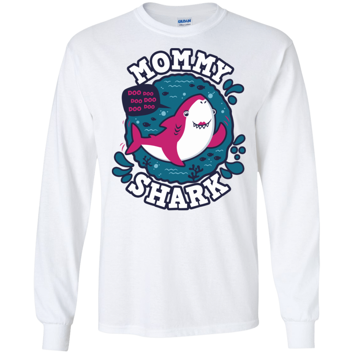 T-Shirts White / S Shark Family trazo - Mommy Men's Long Sleeve T-Shirt