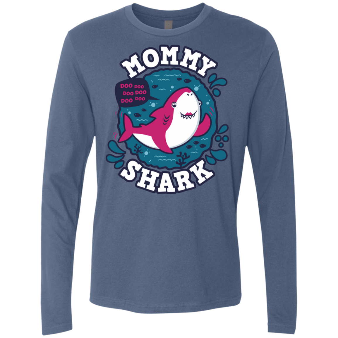 T-Shirts Indigo / S Shark Family trazo - Mommy Men's Premium Long Sleeve
