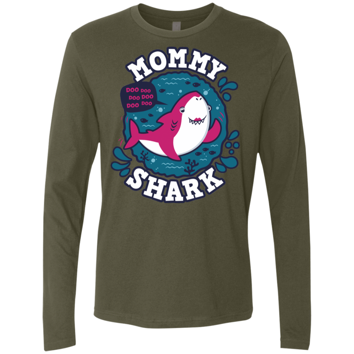 T-Shirts Military Green / S Shark Family trazo - Mommy Men's Premium Long Sleeve