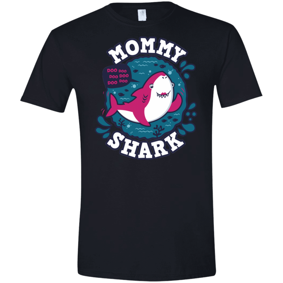 T-Shirts Black / X-Small Shark Family trazo - Mommy Men's Semi-Fitted Softstyle