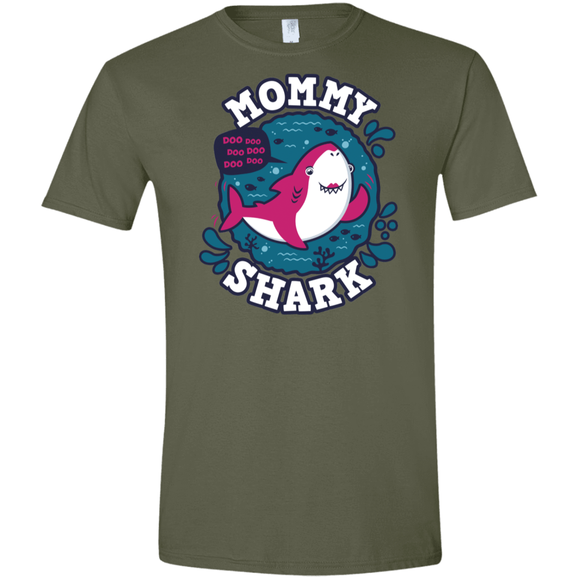 T-Shirts Military Green / S Shark Family trazo - Mommy Men's Semi-Fitted Softstyle