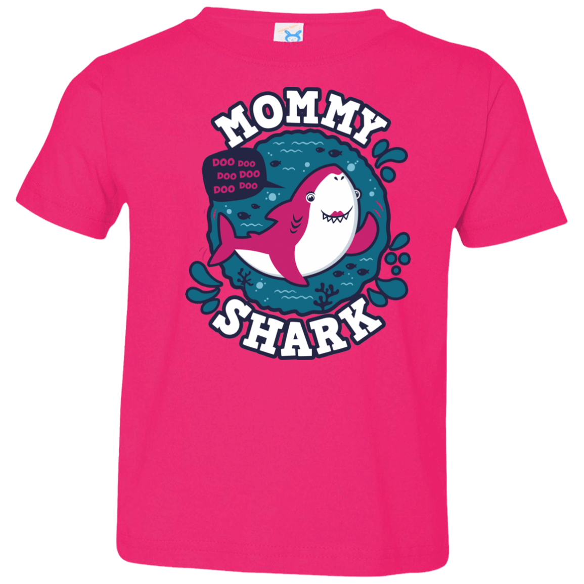 T-Shirts Hot Pink / 2T Shark Family trazo - Mommy Toddler Premium T-Shirt