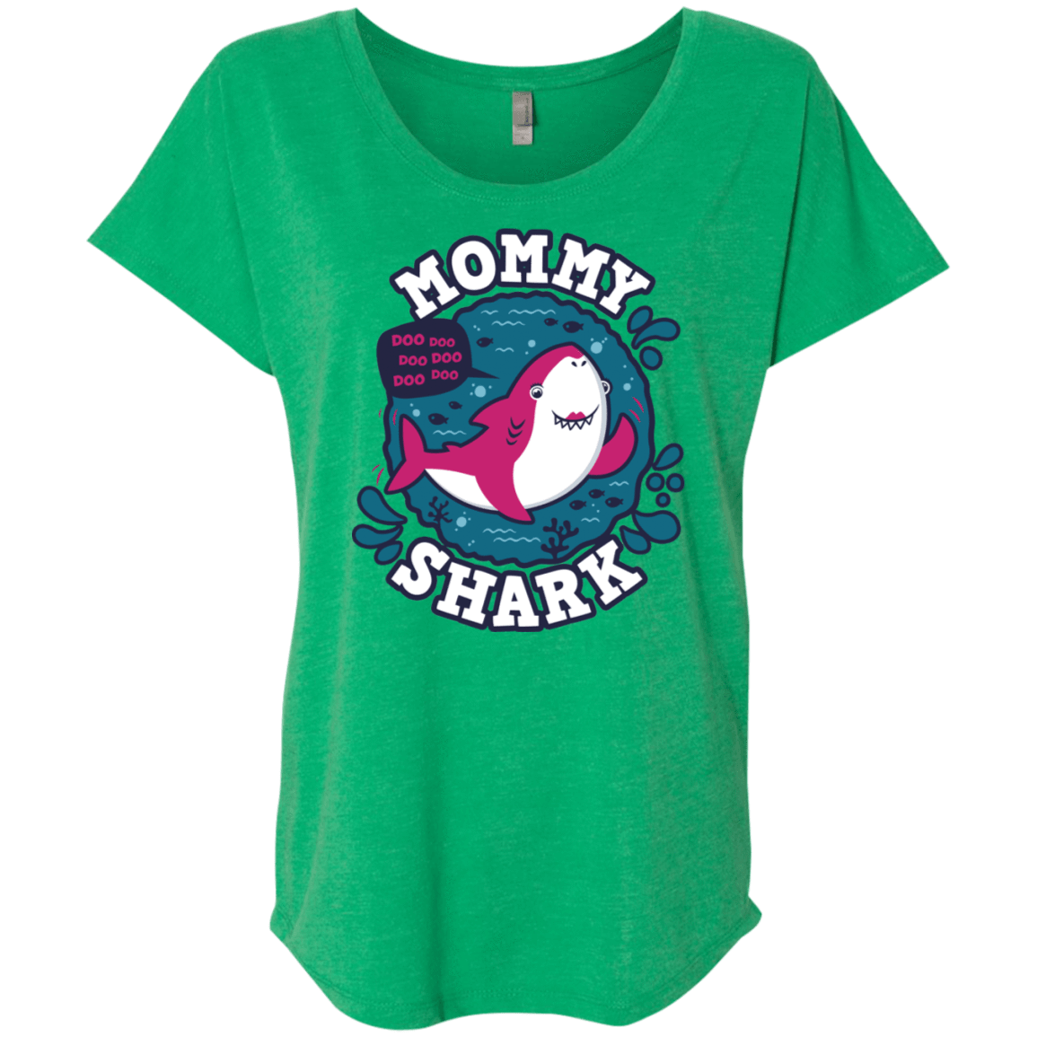 T-Shirts Envy / X-Small Shark Family trazo - Mommy Triblend Dolman Sleeve