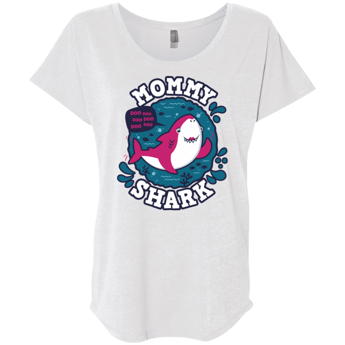 T-Shirts Heather White / X-Small Shark Family trazo - Mommy Triblend Dolman Sleeve