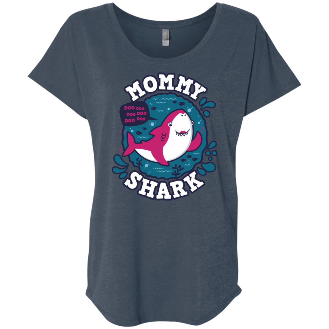 T-Shirts Indigo / X-Small Shark Family trazo - Mommy Triblend Dolman Sleeve
