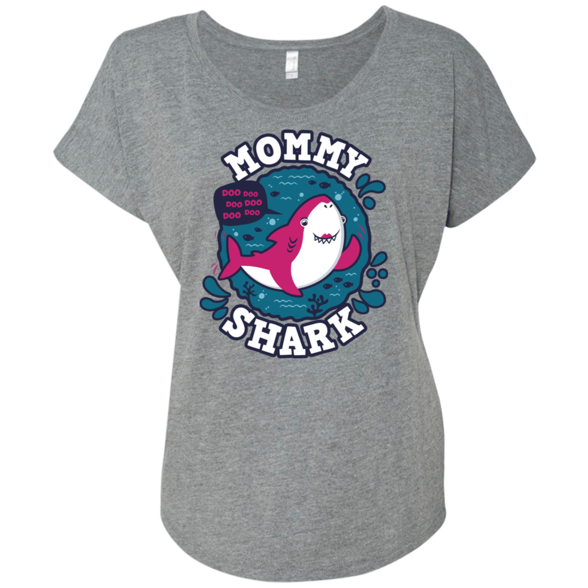 T-Shirts Premium Heather / X-Small Shark Family trazo - Mommy Triblend Dolman Sleeve
