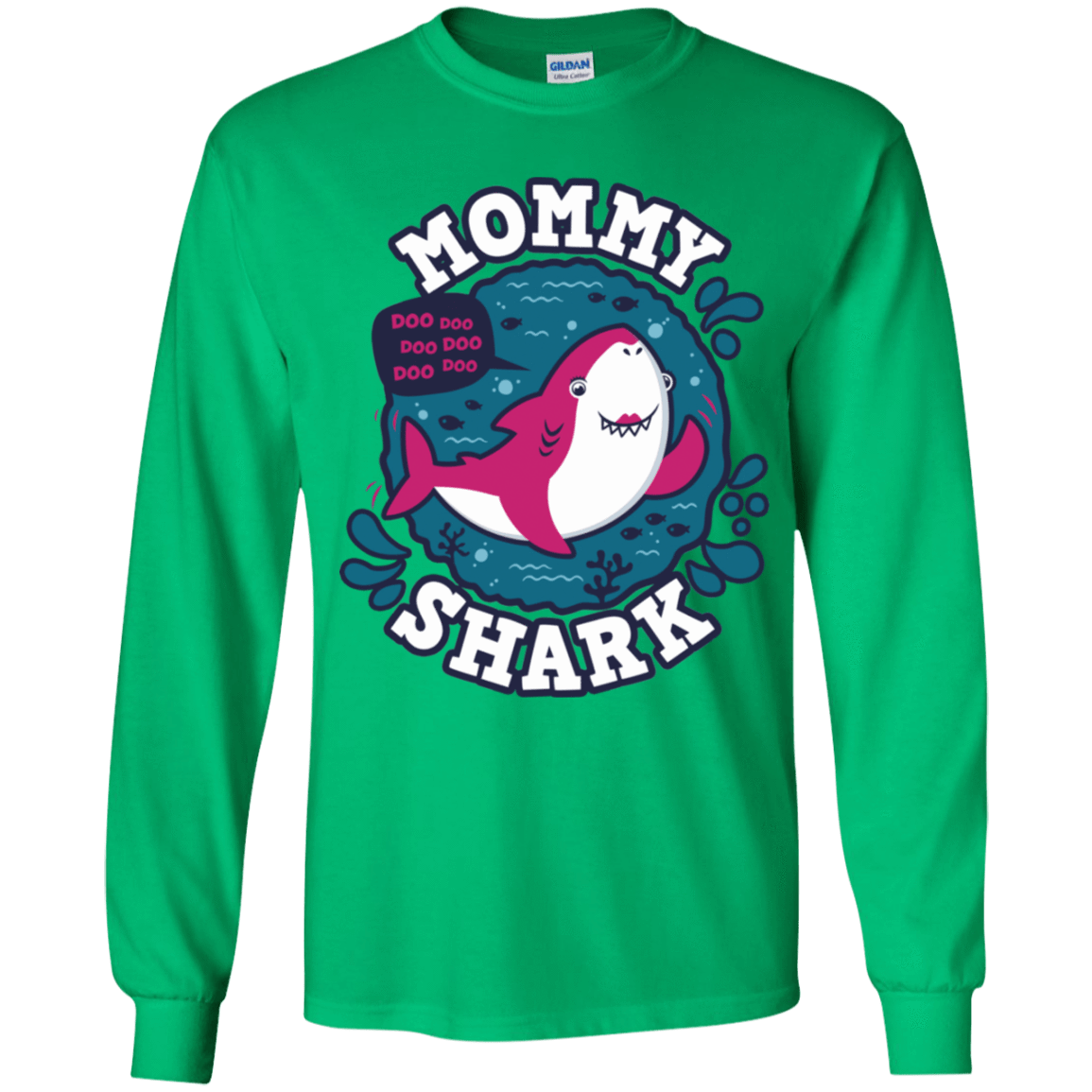 T-Shirts Irish Green / YS Shark Family trazo - Mommy Youth Long Sleeve T-Shirt