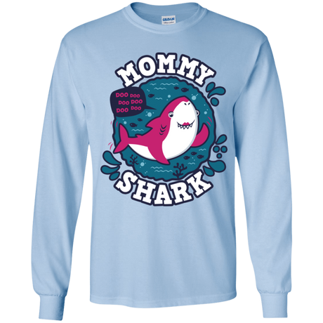T-Shirts Light Blue / YS Shark Family trazo - Mommy Youth Long Sleeve T-Shirt