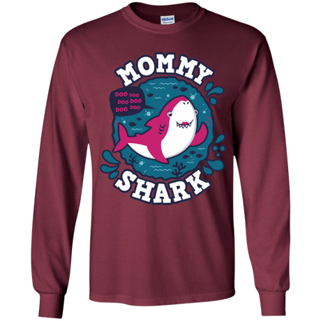 T-Shirts Maroon / YS Shark Family trazo - Mommy Youth Long Sleeve T-Shirt