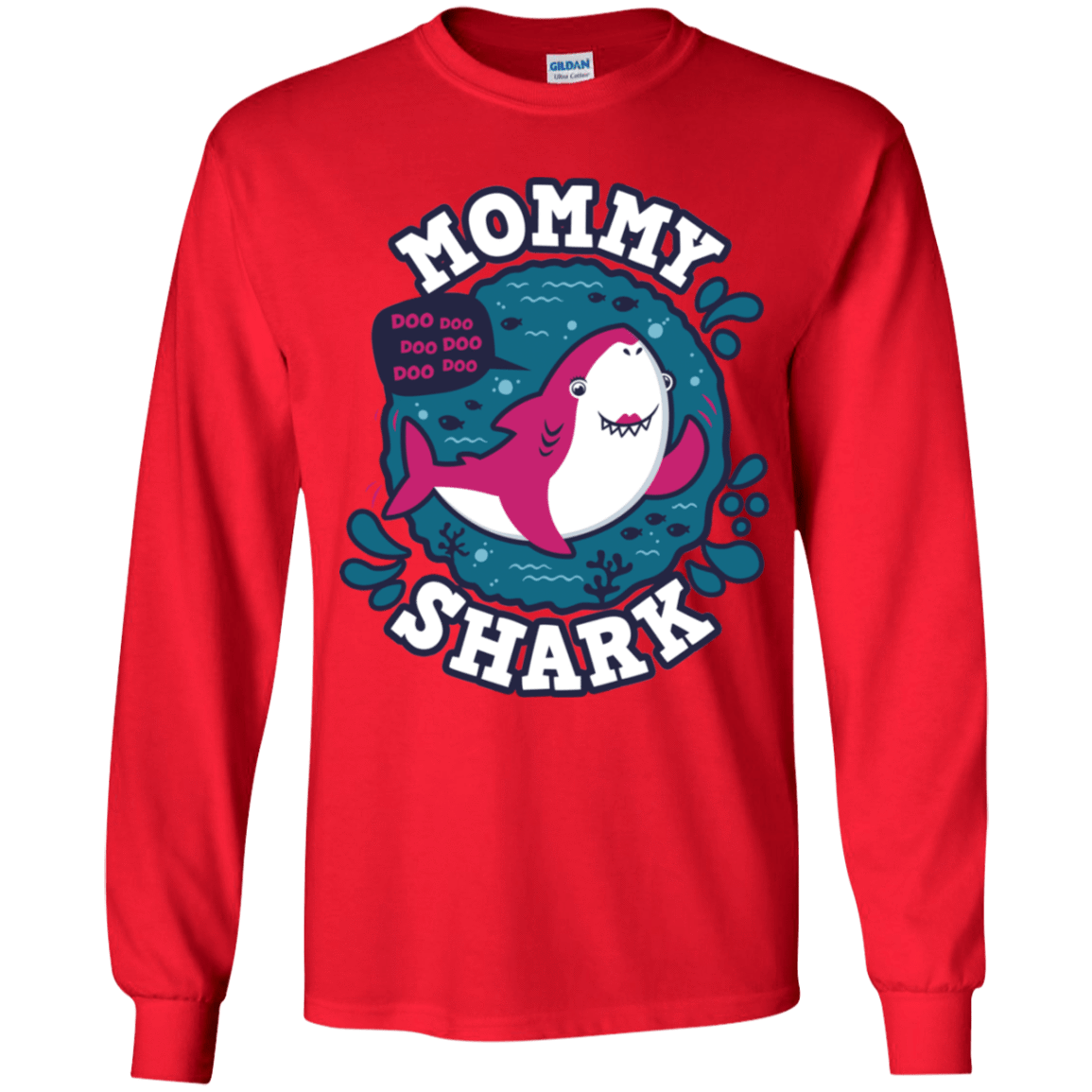 T-Shirts Red / YS Shark Family trazo - Mommy Youth Long Sleeve T-Shirt