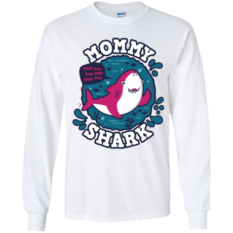 T-Shirts White / YS Shark Family trazo - Mommy Youth Long Sleeve T-Shirt