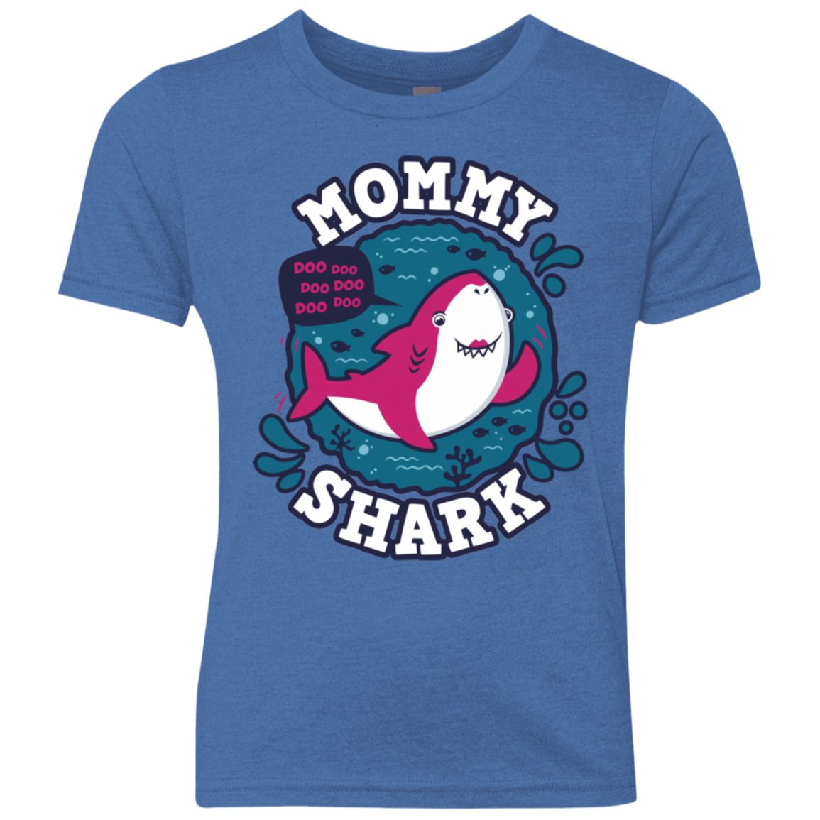 T-Shirts Vintage Royal / YXS Shark Family trazo - Mommy Youth Triblend T-Shirt