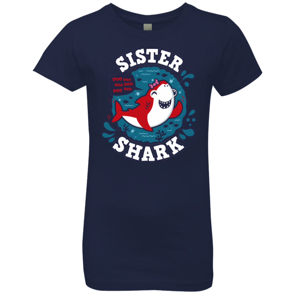 T-Shirts Midnight Navy / YXS Shark Family trazo - Sister Girls Premium T-Shirt