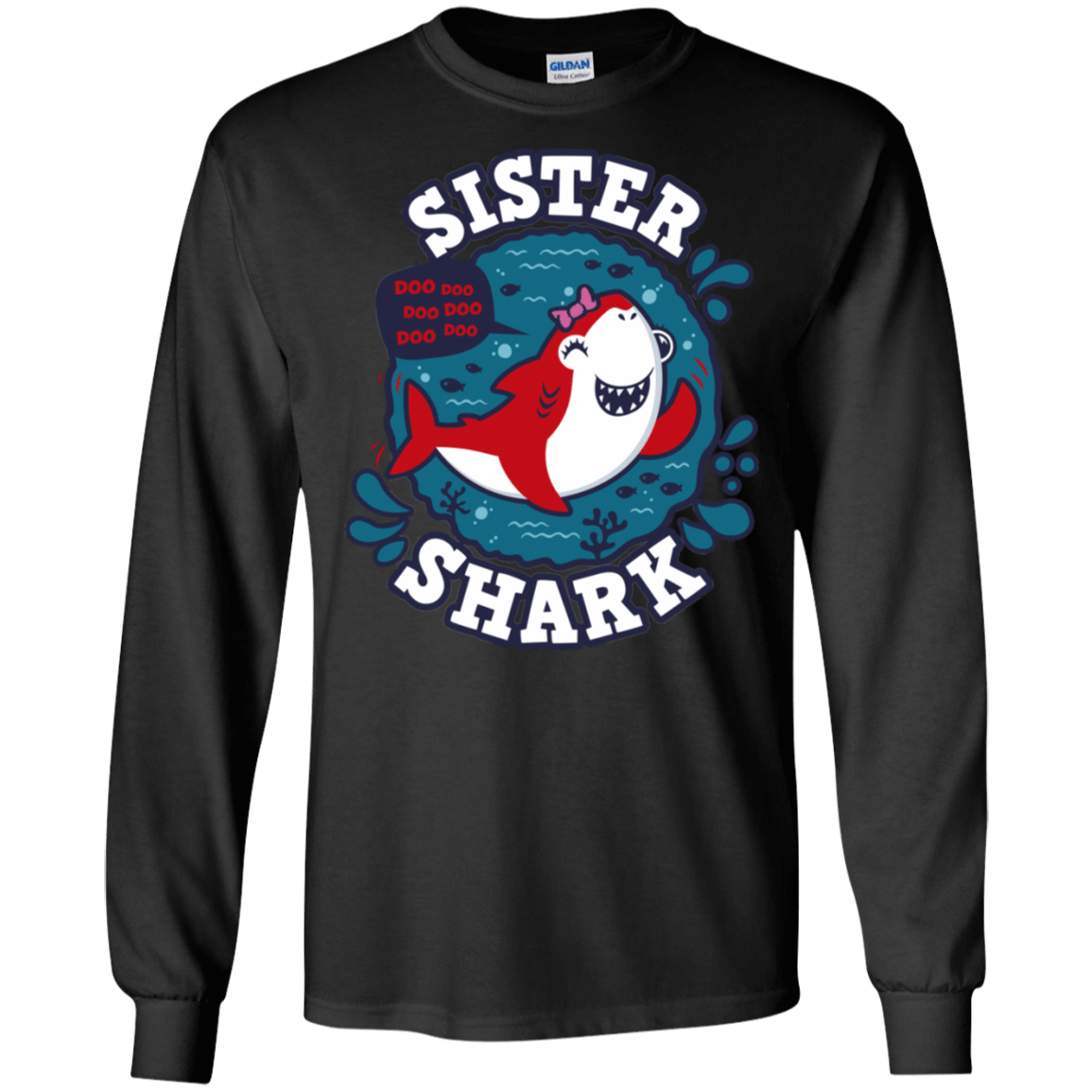 T-Shirts Black / S Shark Family trazo - Sister Men's Long Sleeve T-Shirt