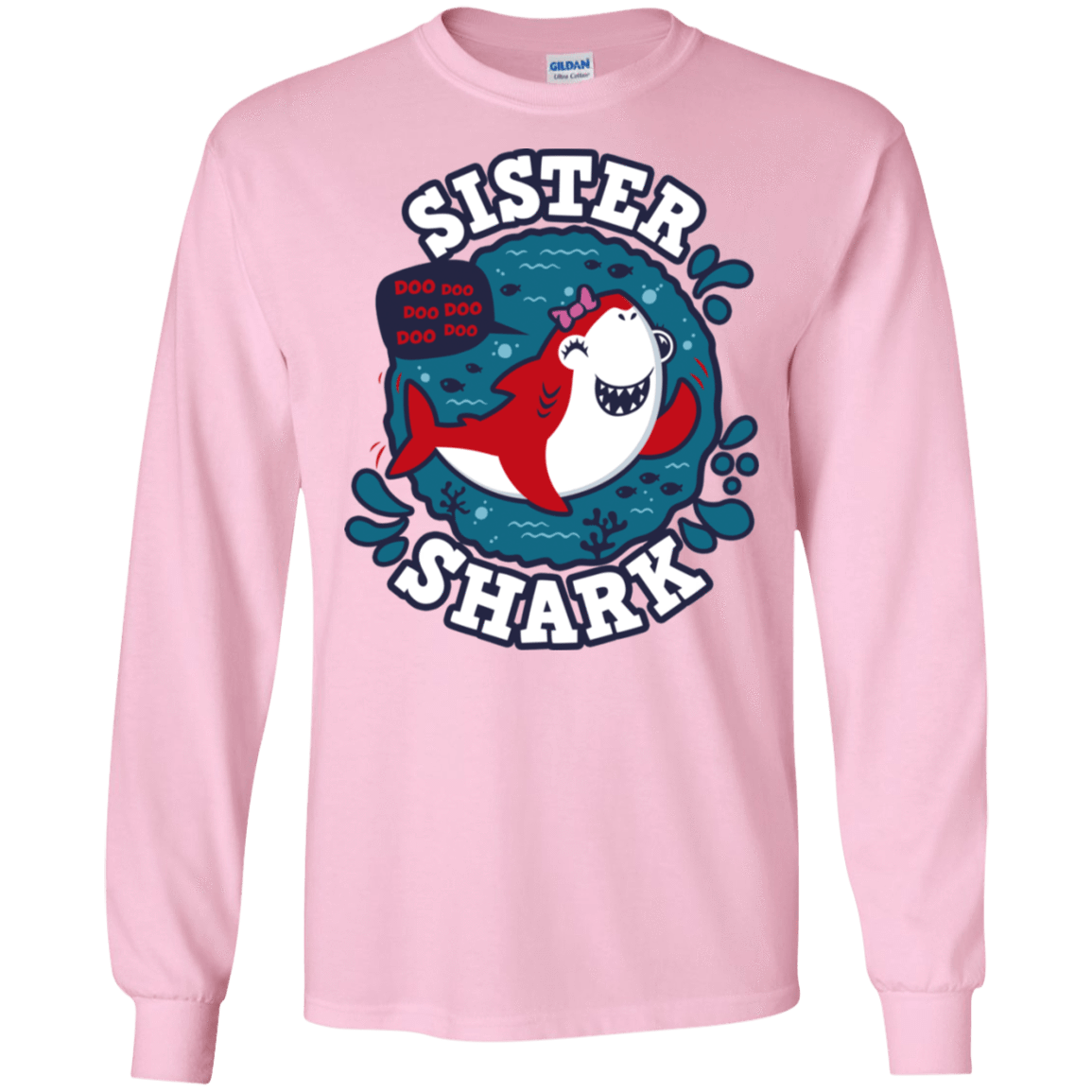 T-Shirts Light Pink / S Shark Family trazo - Sister Men's Long Sleeve T-Shirt