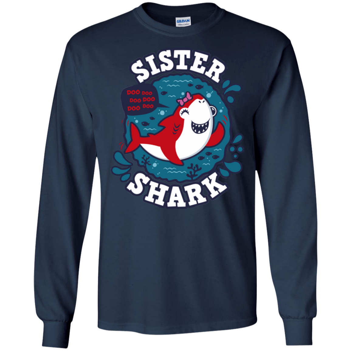 T-Shirts Navy / S Shark Family trazo - Sister Men's Long Sleeve T-Shirt