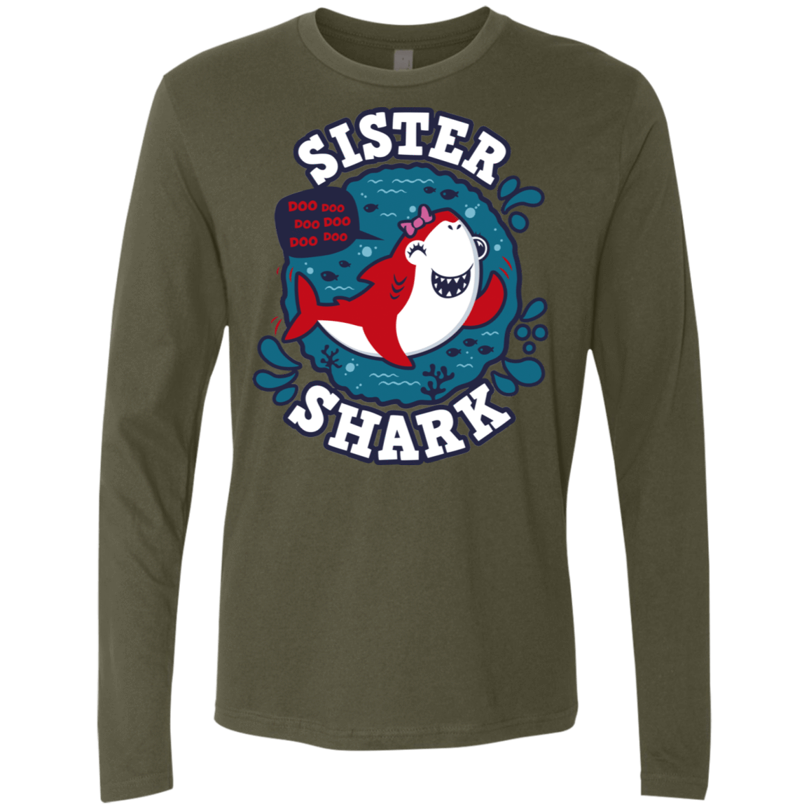 T-Shirts Military Green / S Shark Family trazo - Sister Men's Premium Long Sleeve