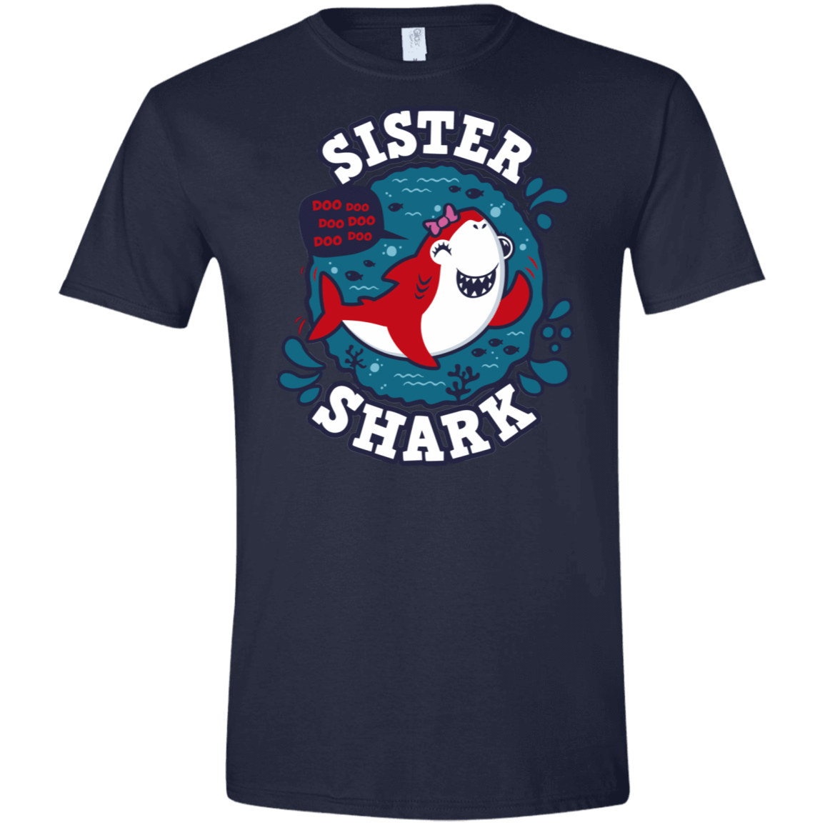 T-Shirts Navy / X-Small Shark Family trazo - Sister Men's Semi-Fitted Softstyle