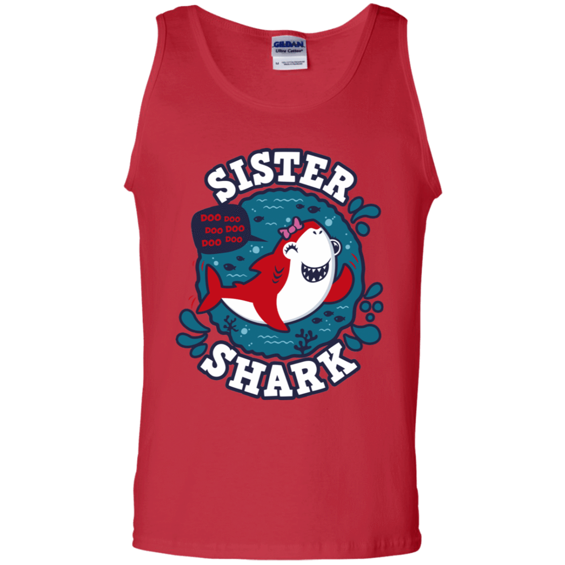 T-Shirts Red / S Shark Family trazo - Sister Men's Tank Top
