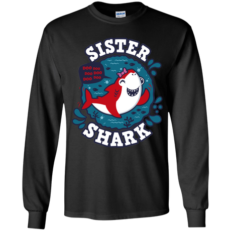 T-Shirts Black / YS Shark Family trazo - Sister Youth Long Sleeve T-Shirt