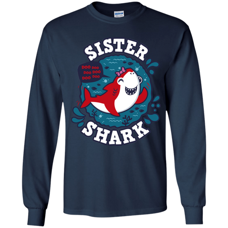 T-Shirts Navy / YS Shark Family trazo - Sister Youth Long Sleeve T-Shirt