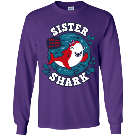 T-Shirts Purple / YS Shark Family trazo - Sister Youth Long Sleeve T-Shirt