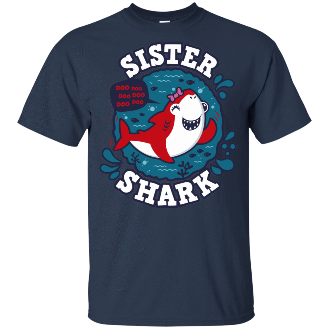 T-Shirts Navy / YXS Shark Family trazo - Sister Youth T-Shirt