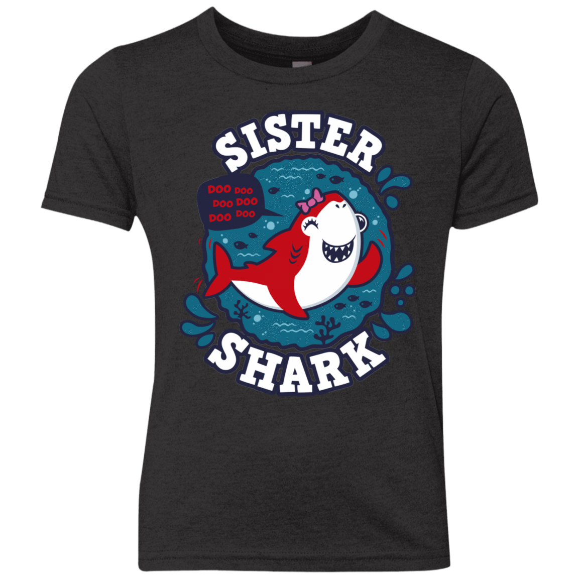 T-Shirts Vintage Black / YXS Shark Family trazo - Sister Youth Triblend T-Shirt