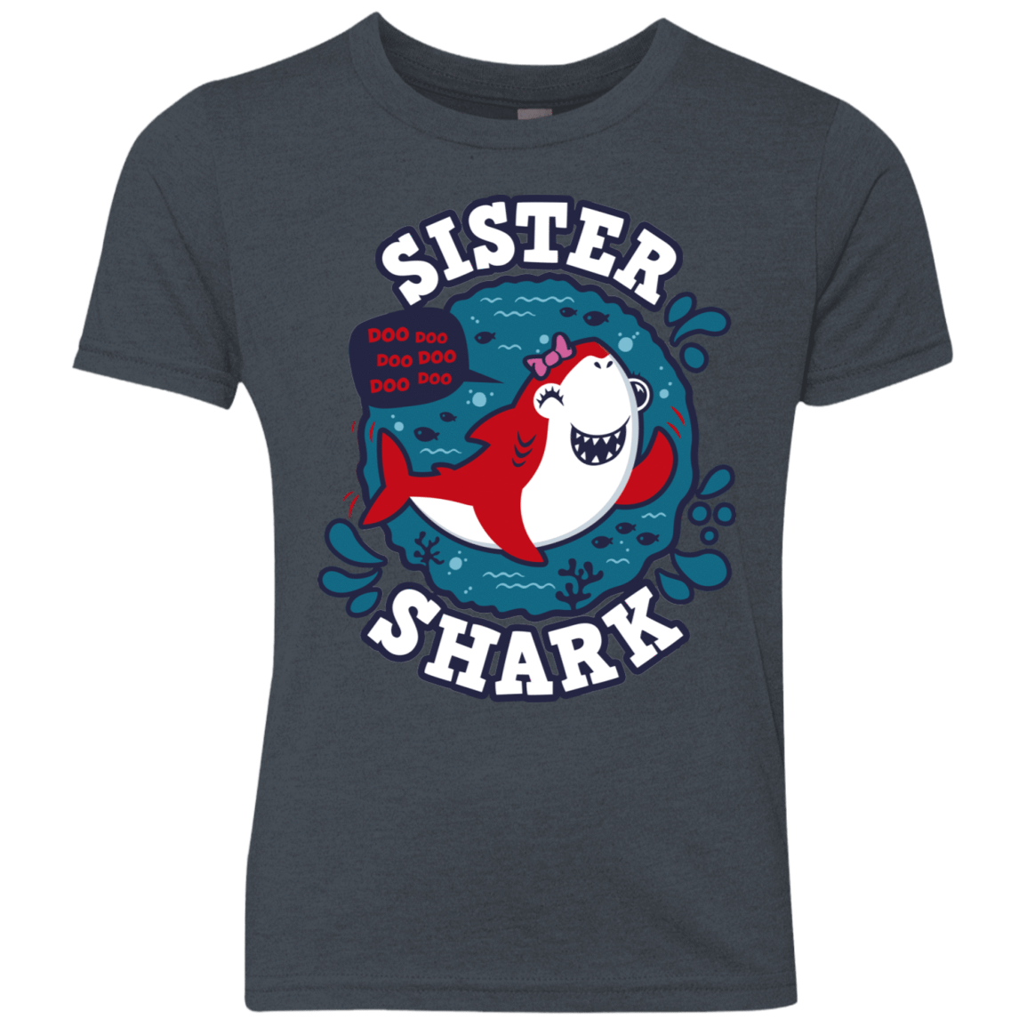 T-Shirts Vintage Navy / YXS Shark Family trazo - Sister Youth Triblend T-Shirt