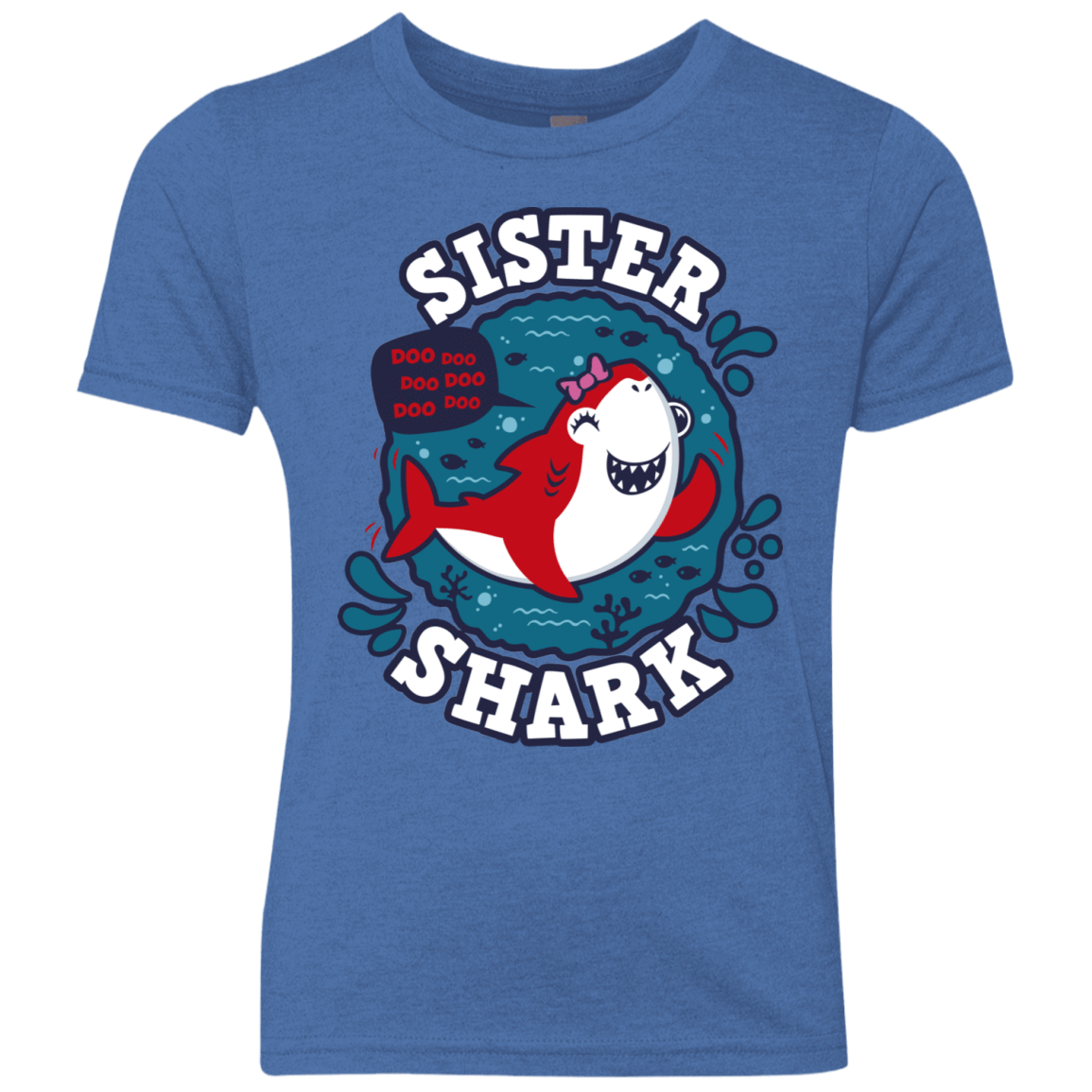 T-Shirts Vintage Royal / YXS Shark Family trazo - Sister Youth Triblend T-Shirt