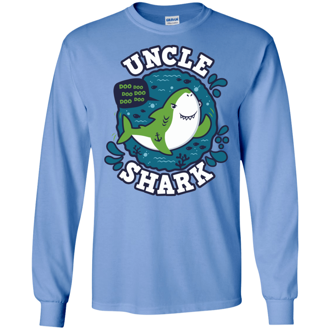 T-Shirts Carolina Blue / S Shark Family trazo - Uncle Men's Long Sleeve T-Shirt