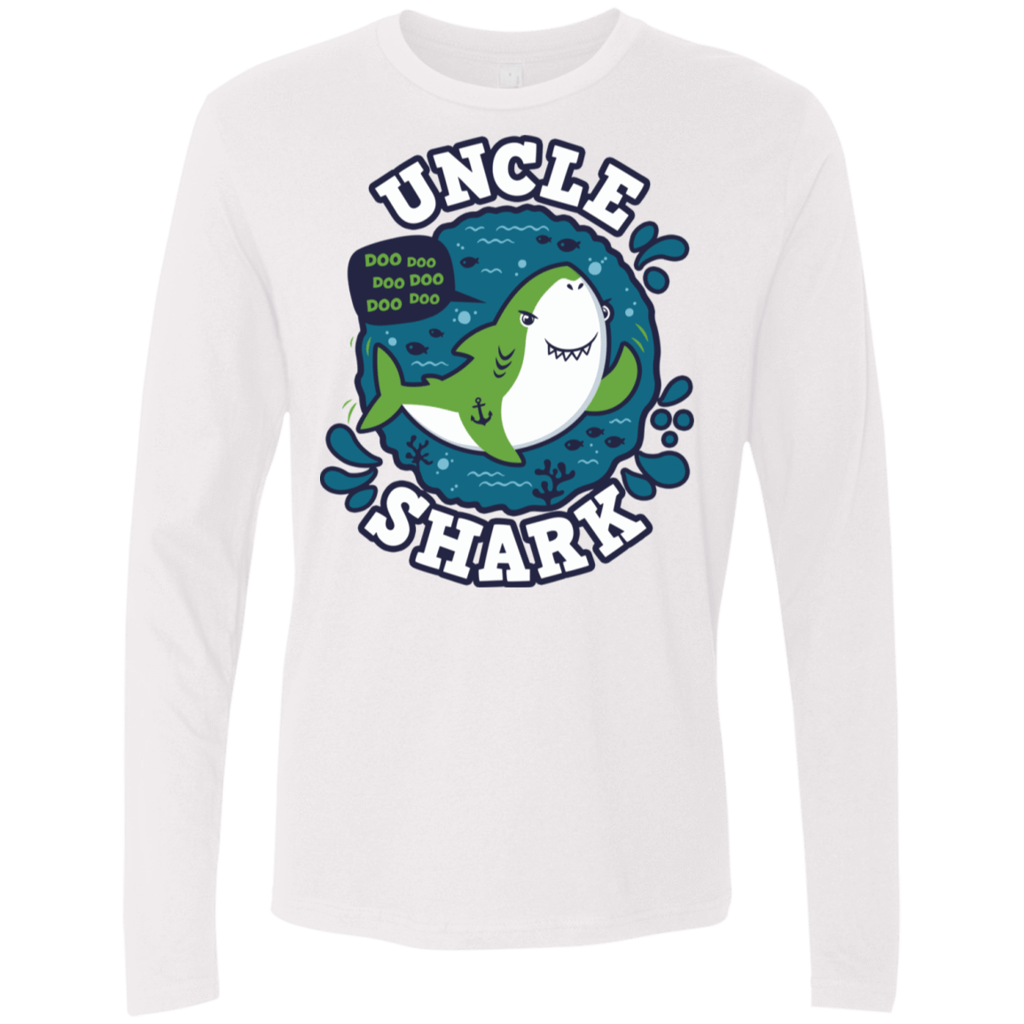 T-Shirts White / S Shark Family trazo - Uncle Men's Premium Long Sleeve