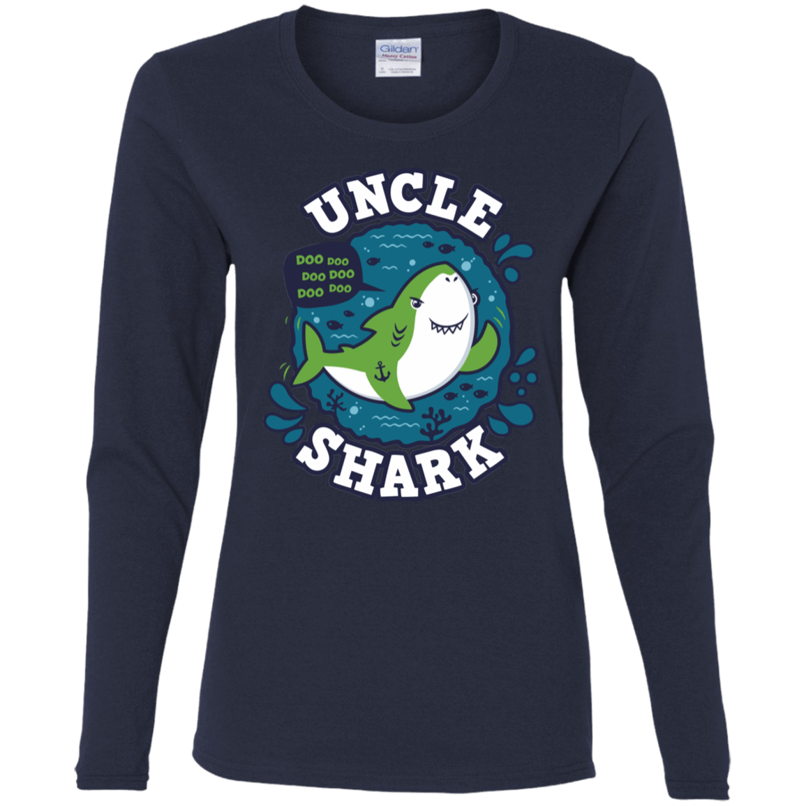 T-Shirts Navy / S Shark Family trazo - Uncle Women's Long Sleeve T-Shirt