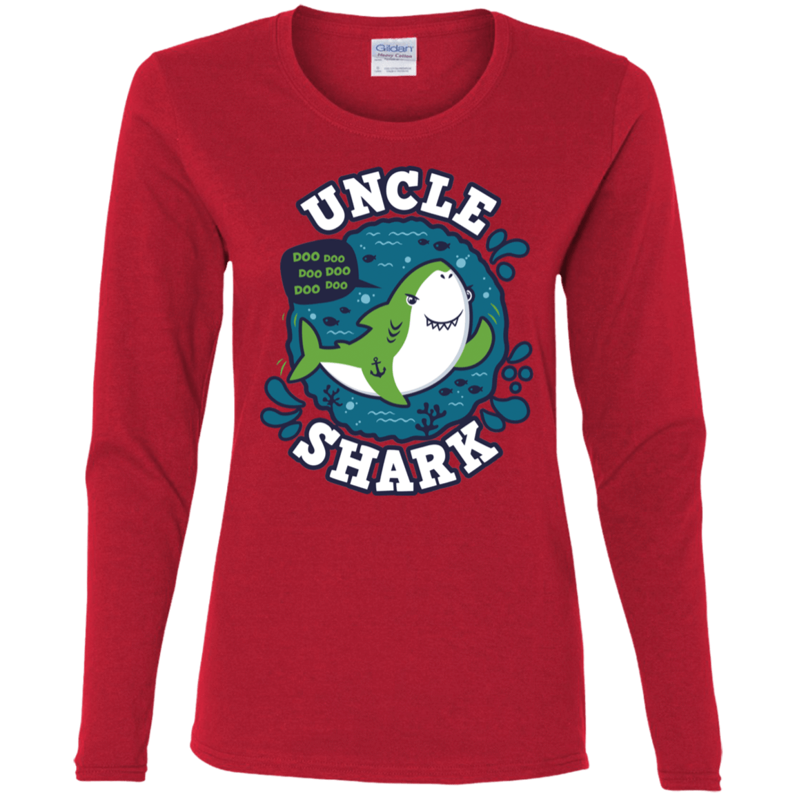 T-Shirts Red / S Shark Family trazo - Uncle Women's Long Sleeve T-Shirt