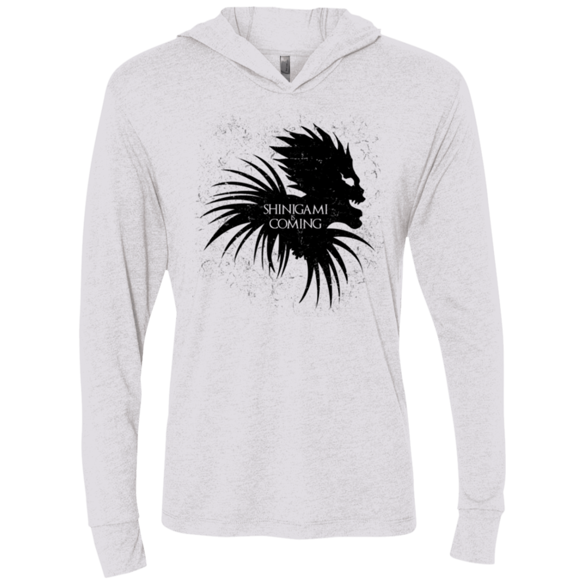 T-Shirts Heather White / X-Small Shinigami Is Coming Triblend Long Sleeve Hoodie Tee