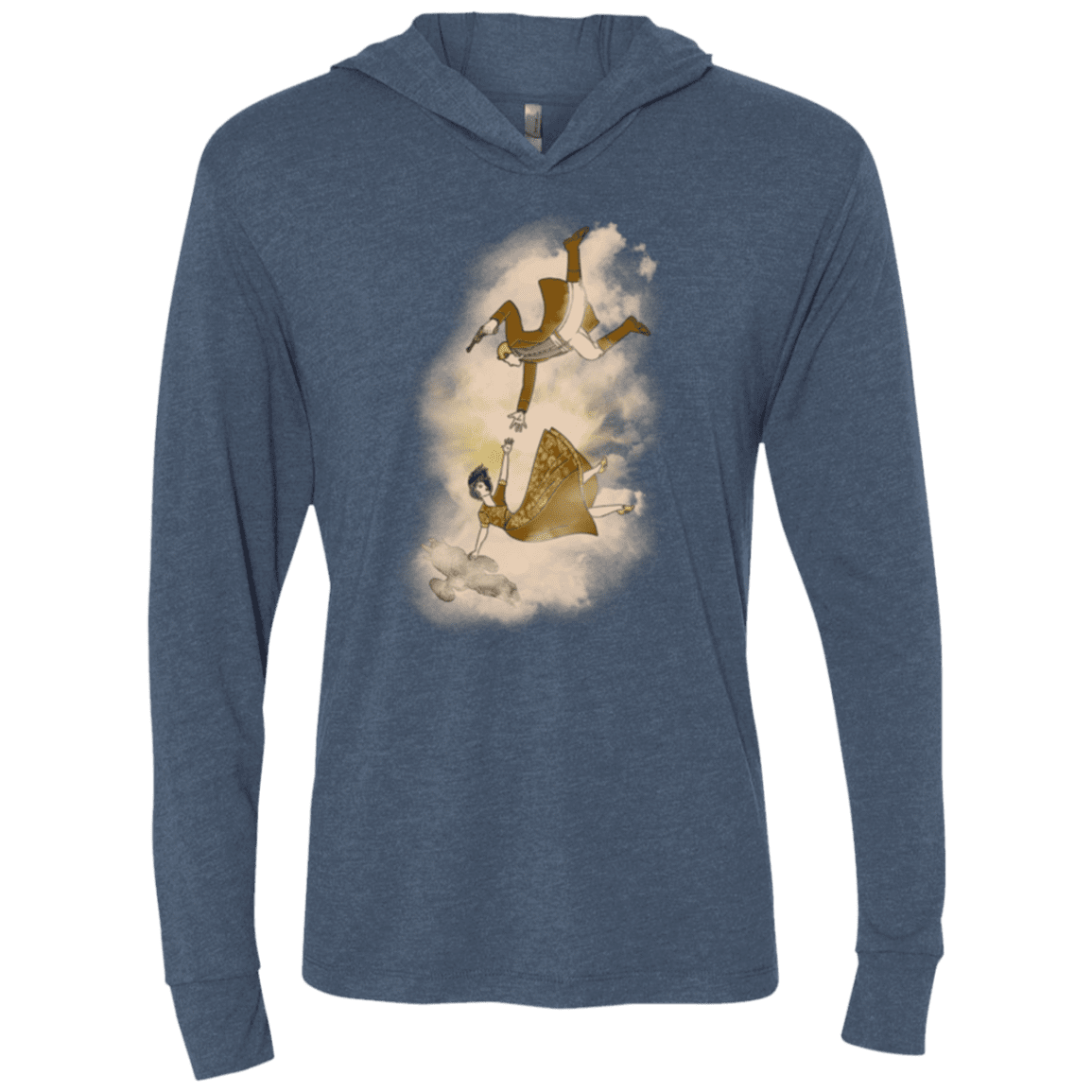 T-Shirts Indigo / X-Small Shiny Infinite Triblend Long Sleeve Hoodie Tee