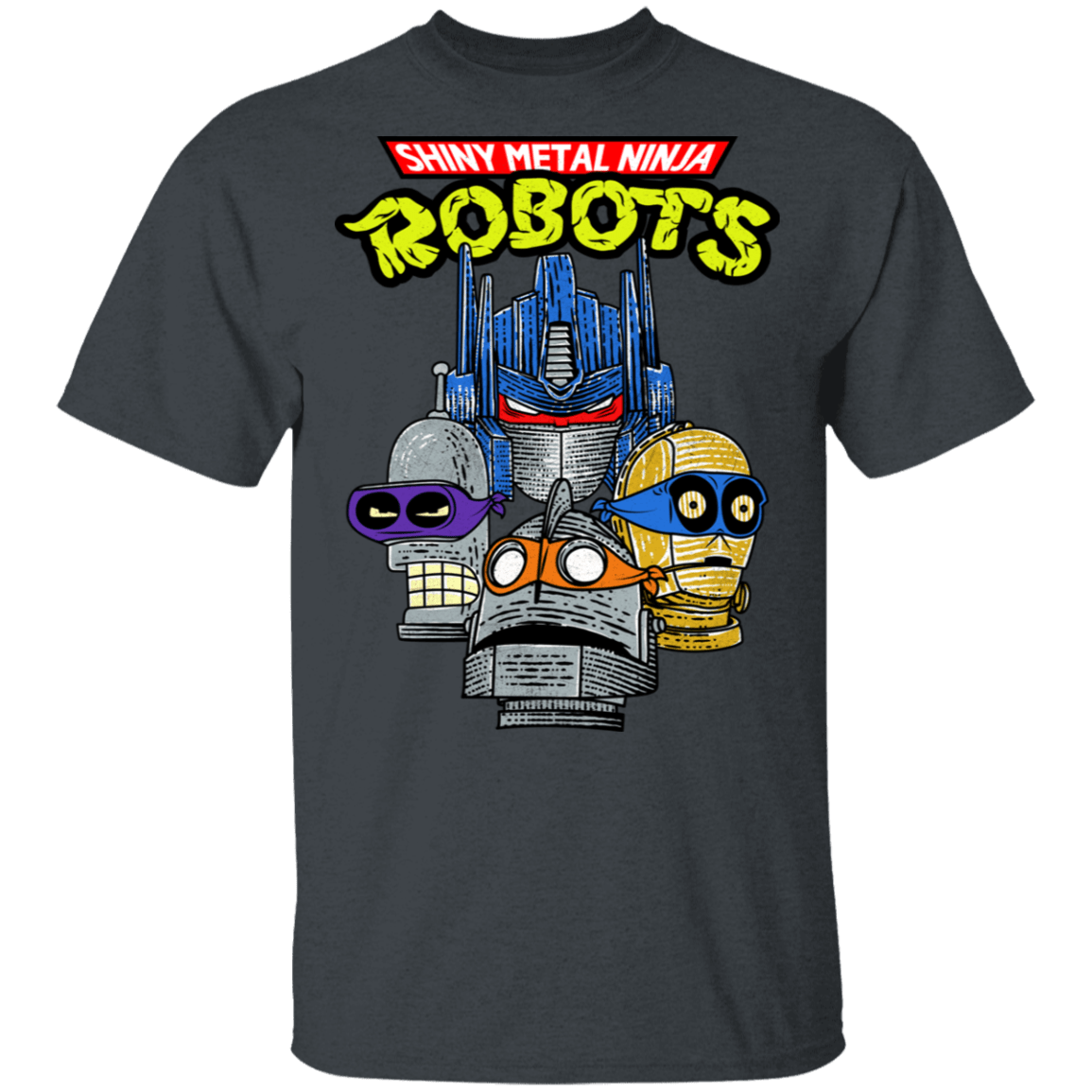 T-Shirts Dark Heather / S Shiny Metal Ninja Robots T-Shirt