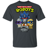 T-Shirts Dark Heather / S Shiny Metal Ninja Robots T-Shirt