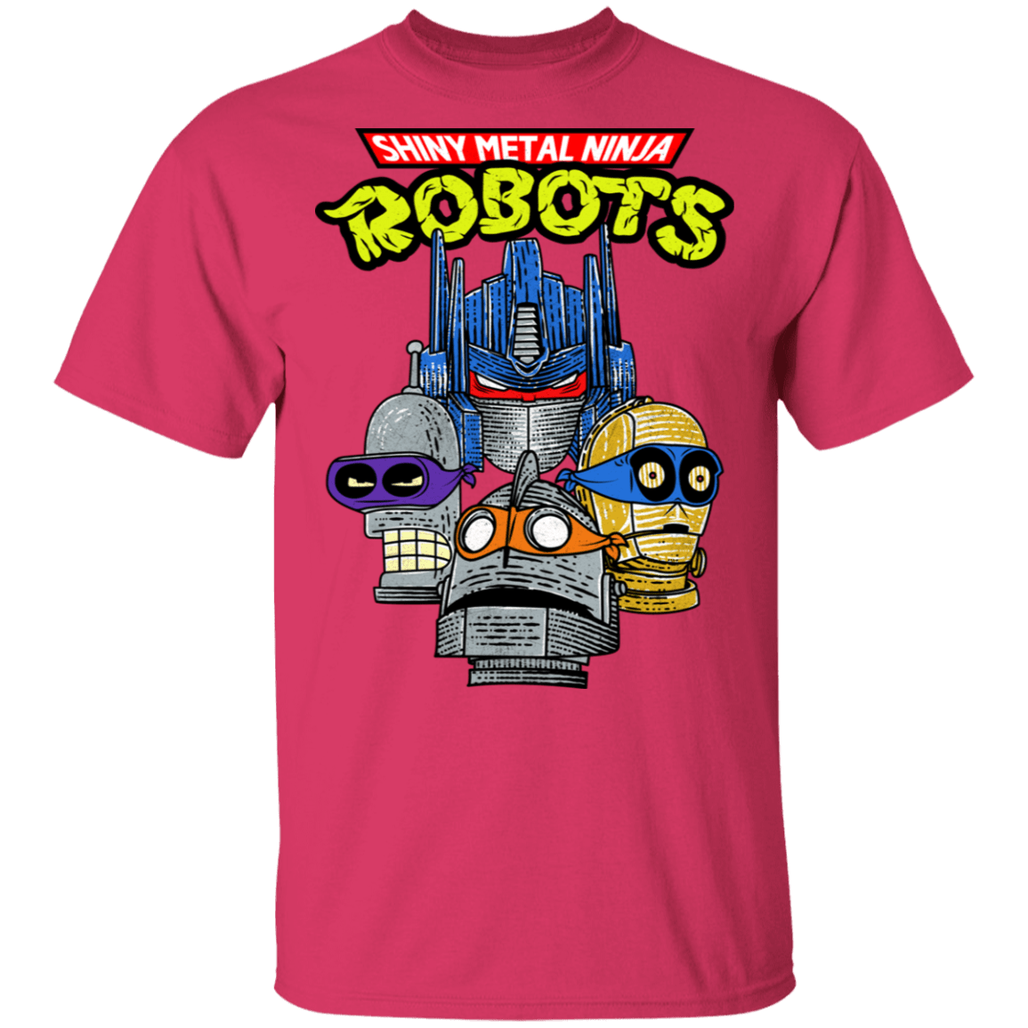 T-Shirts Heliconia / S Shiny Metal Ninja Robots T-Shirt
