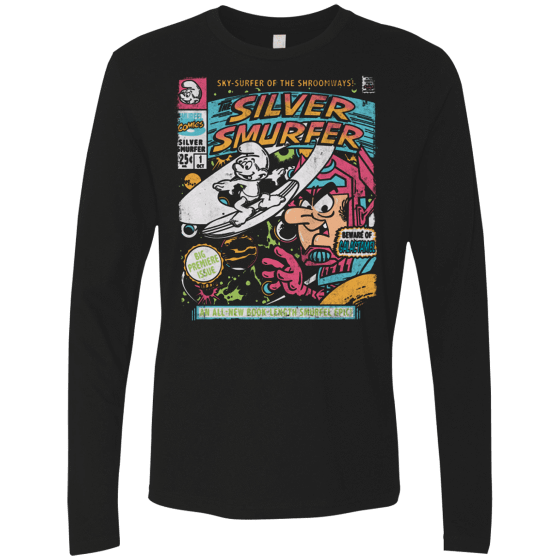 T-Shirts Black / Small Silver Smurfer Men's Premium Long Sleeve