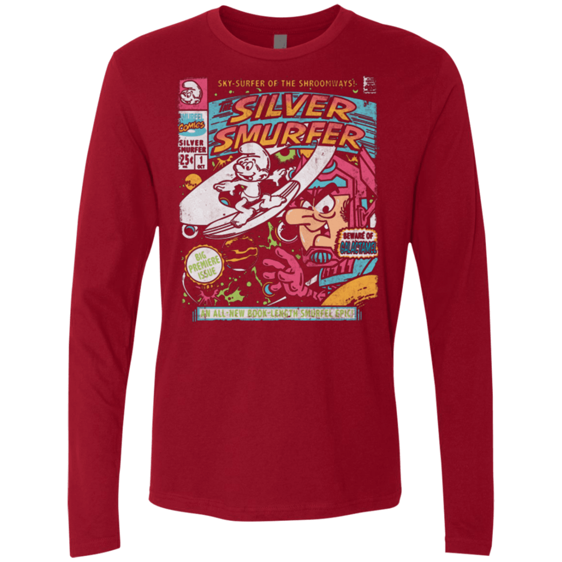 T-Shirts Cardinal / Small Silver Smurfer Men's Premium Long Sleeve