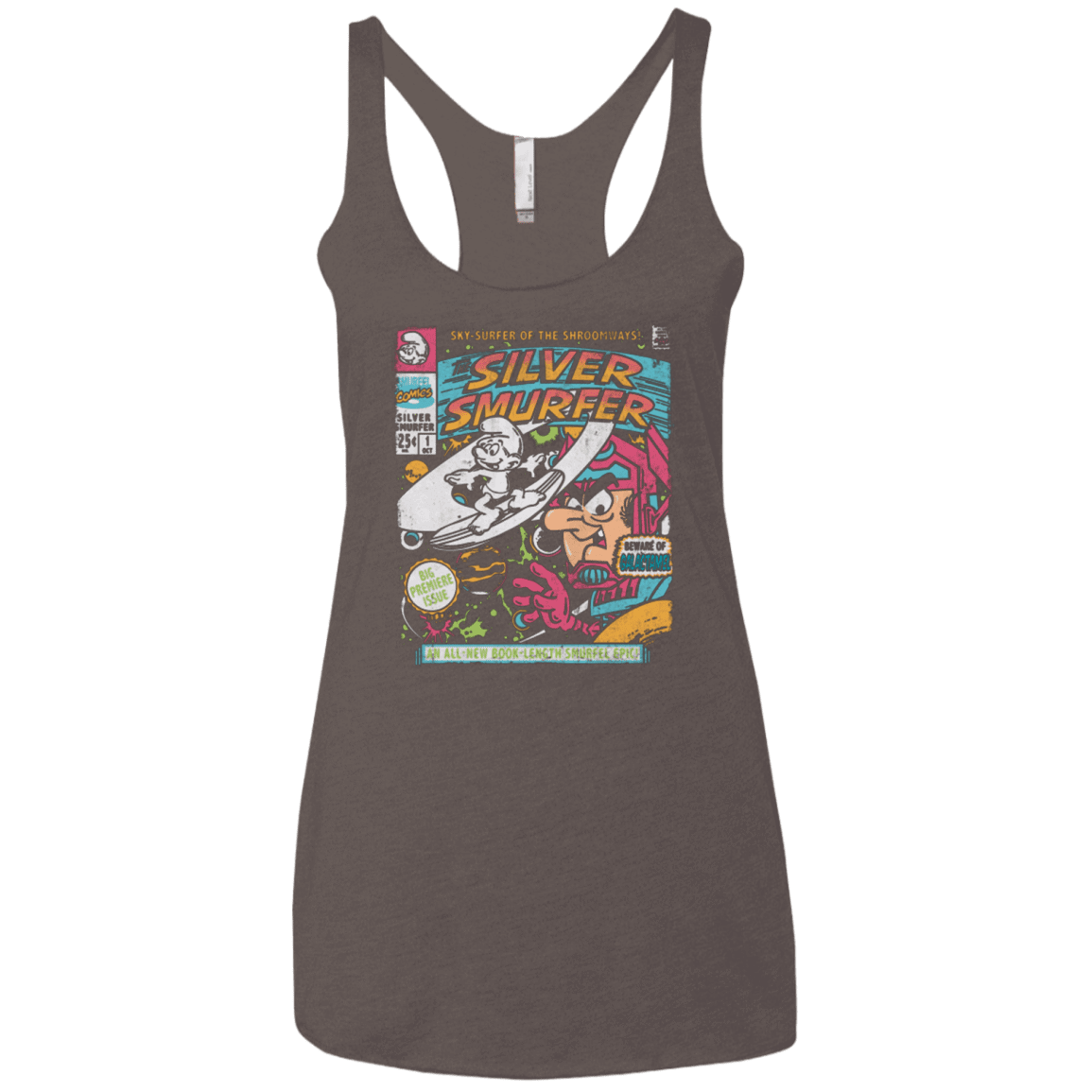 T-Shirts Macchiato / X-Small Silver Smurfer Women's Triblend Racerback Tank