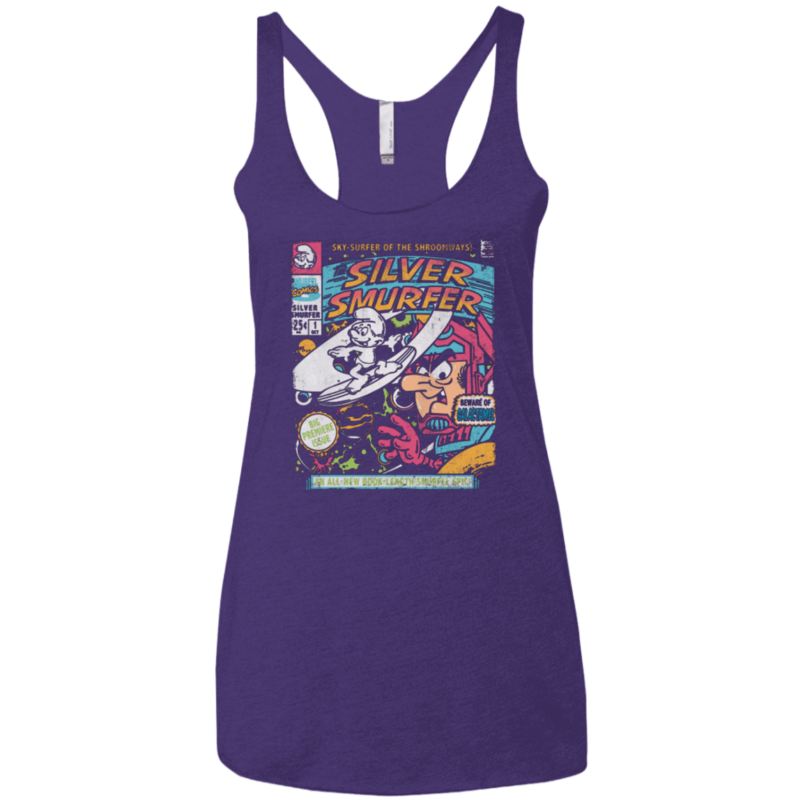 T-Shirts Purple / X-Small Silver Smurfer Women's Triblend Racerback Tank