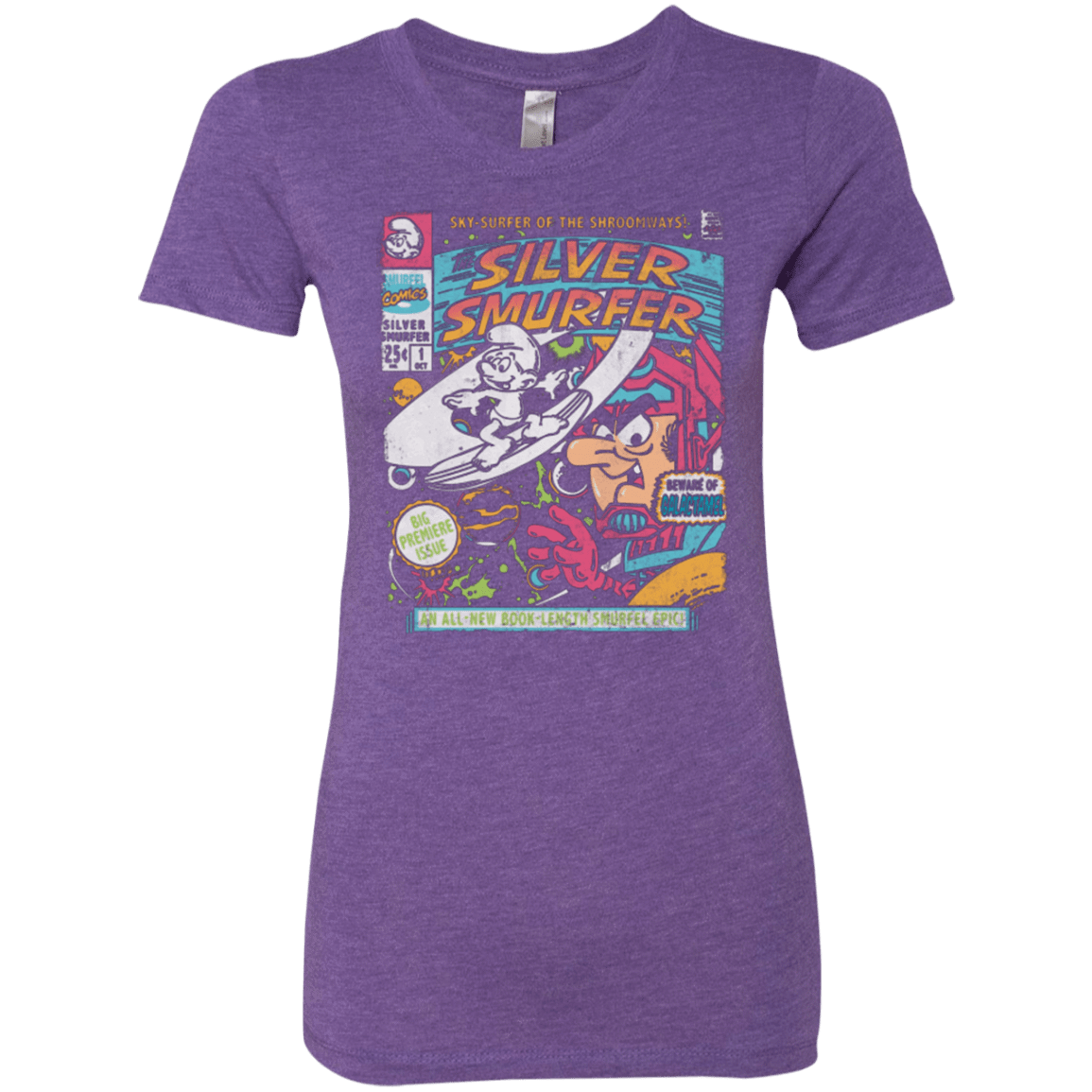 T-Shirts Purple Rush / Small Silver Smurfer Women's Triblend T-Shirt